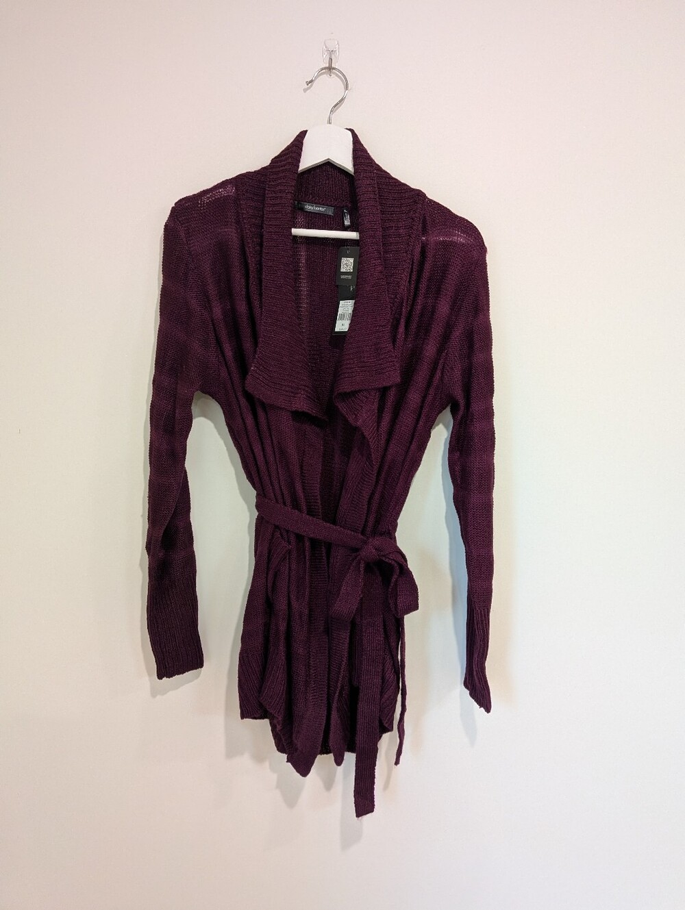 NWT Daisy Fuentes Belted Cardigan Plum Sweater XL Dark Academia Fall